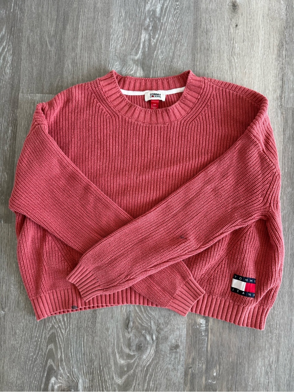 Tommy Hilfiger Coral Ribbed Crewneck Sweater